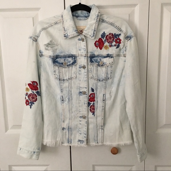 hollister white jean jacket